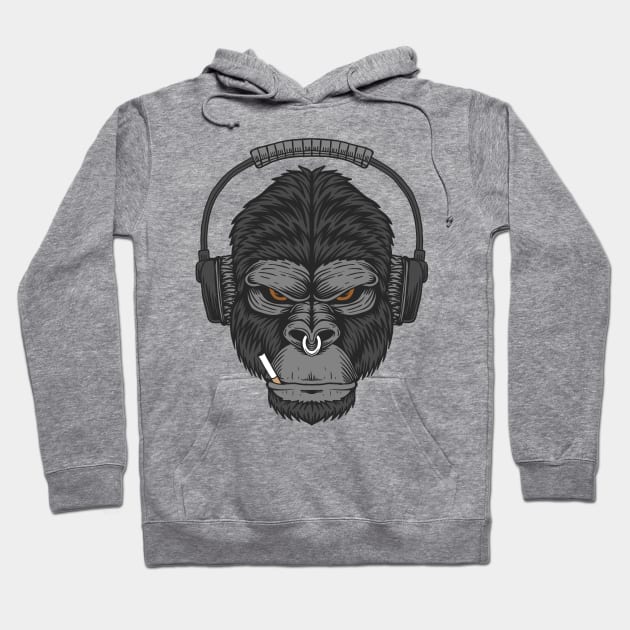 Gorilla headphone cigarette Hoodie by Frispa